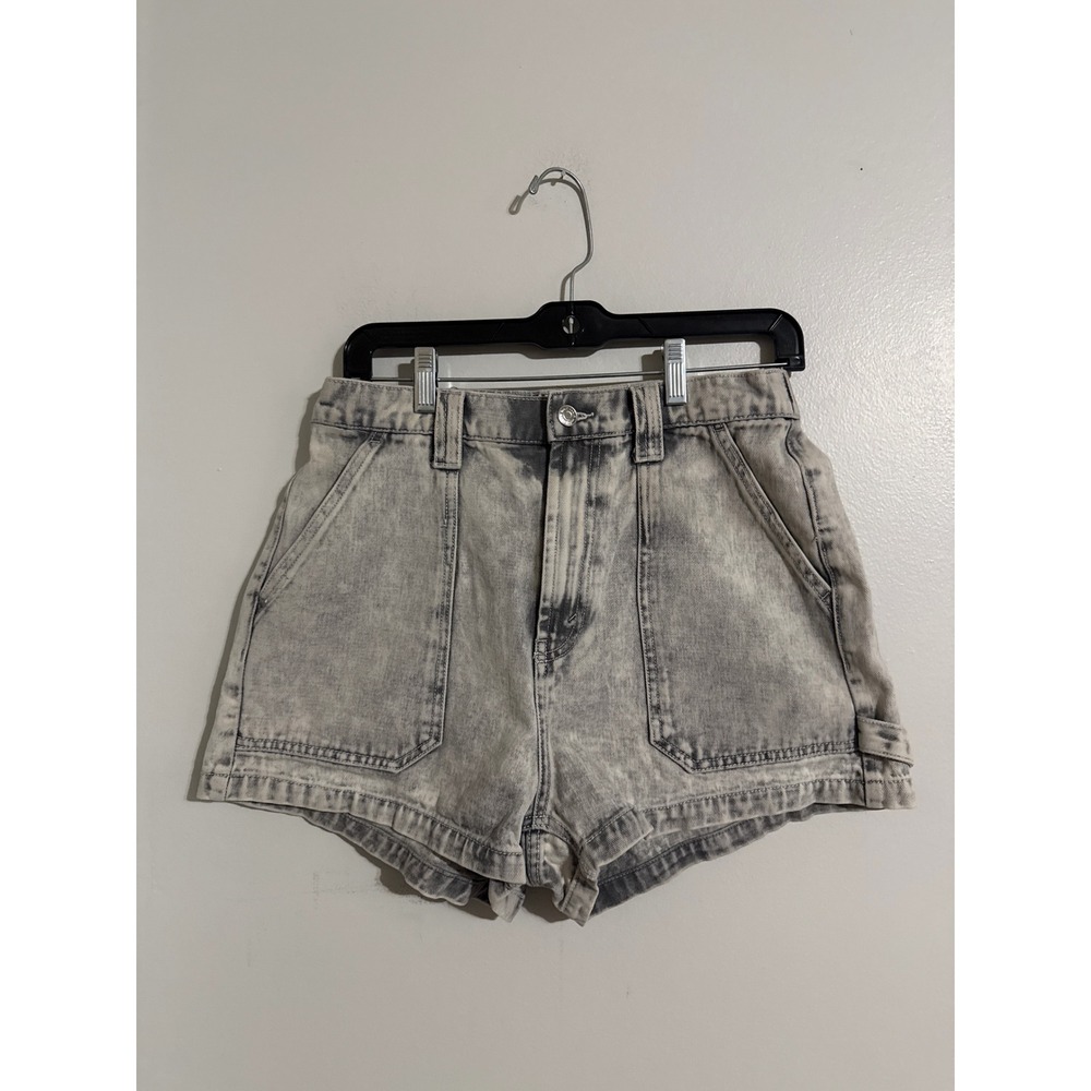 Wild Fable Gray Acid Wash High Waisted Carpenter Denim Shorts Women Size 6